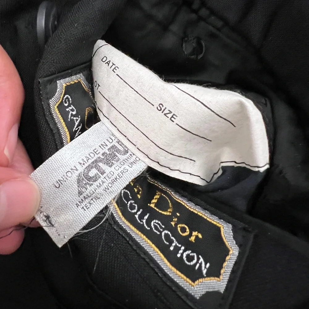 Vintage Christian Dior 100% Silk Blazer Men's‎ 2-Button Black ACTWU USA 80s 90s